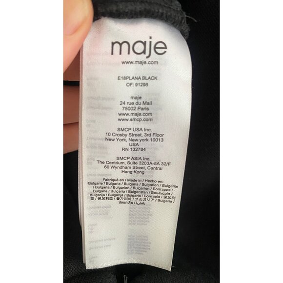 Maje Black V-Neck Structured Jumpsuit, Size 4 - Picture 10 of 11